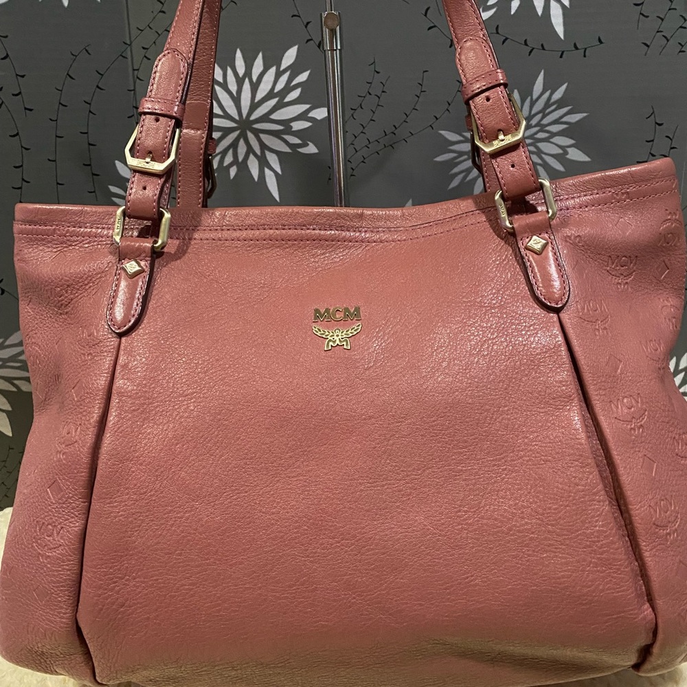 MCM pink-purple tote bag with zipper